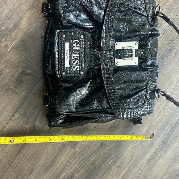 GUESS Shiny Black Satchel Bag - Picture 8 of 9